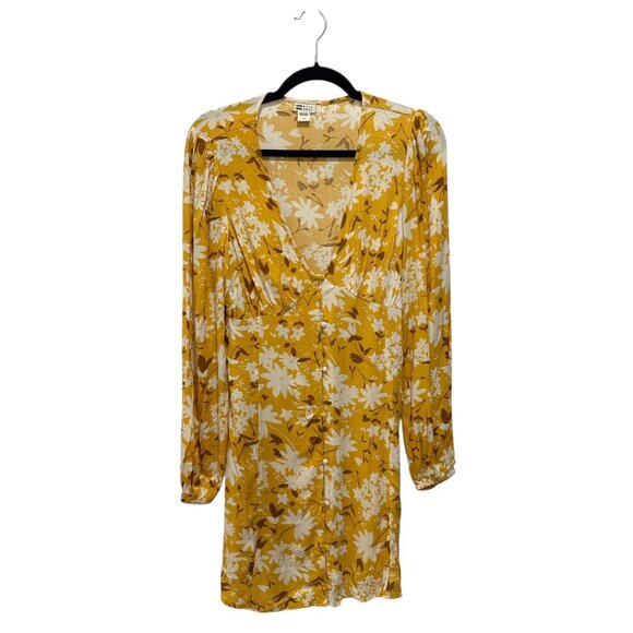 BILLA BONG Women Yellow Floral Dress LARGE - Picture 2 of 5